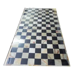 Onyx Marmor Overlay Marmor Tischplatte Schachbrett Stil Rechteckige Marmor Inlay Tischplatte