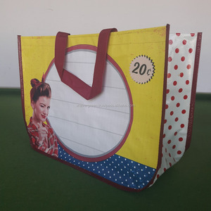 New Design PP Woven Shopping <b>Bag</b> with Round Bottom U-<b>Piping</b> Construction PP Webbing Handles Customized Color 44cm X 32cm X 18cm - Product Image 1
