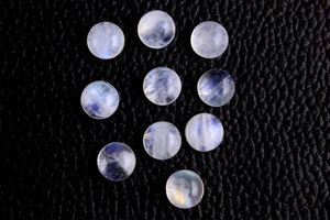 Piedra lunar de arcoíris Natural, forma redonda lisa, cabujones de piedras preciosas sueltas, joyería de Fuego Azul, 2 piezas - Product Image 2