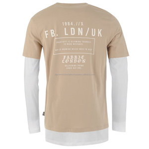 T-shirt à manches longues léger 100% coton pour homme Streetwear imprimé vieilli avec motif motif confortable en tissu tricoté pour le cou - Product Image 4