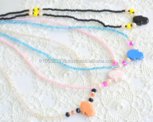 hamsa pendant handcrafted beaded bohemian <b>necklace</b> jewelry - Product Image 1