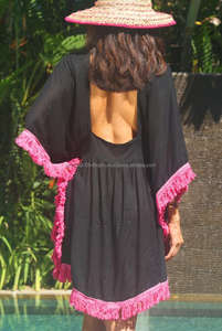 Luxury Resort Wear Sexy Aari Handmade Embroidery Fringed Hem Lady Kaftan <b>Girls</b> Breathable Summer <b>Swimwear</b> Beach Party Cover Up - Product Image 2