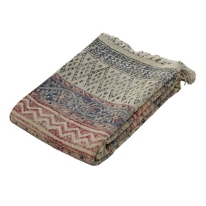 Dhurrie-alfombra de algodón de estilo Vintage, tapete de algodón bohemio de 4x6 pies, estampado de bloques, hecho a mano - Product Image 6