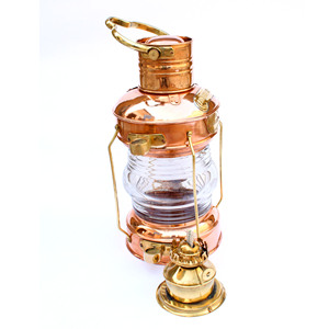 ตะเกียงเรือเลดส์ เบอร์ตัน นาวติคอล มาริไทม์ ขนาด 14 นิ้ว คุณภาพสูง ทำด้วยมือจากทองเหลืองและทองแดง พร้อมฐานโคมน้ำมันและวัสดุแก้ว - Product Image 3