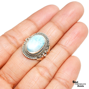 Bagues en argent sterling 925 avec larimar en forme de cœur, style bohème, serties clos, bijoux indiens unisexes - Product Image 4