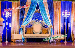 Mooie Achtergrond Voor Punjabi Mehndi Stage Huwelijk Mehandi Sangeet Podium Decoratie Bruiloft Receptie Decor Podium Achtergronden