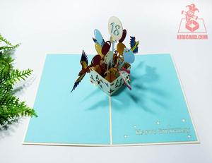 Sorprendido Feliz cumpleaños 3D caja pop up tarjeta vietnamita hecho a mano al por mayor kirigami tarjeta artesanía - Product Image 4