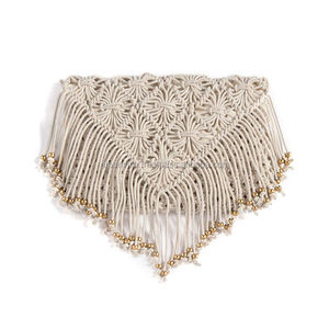 Bolso bohemio elegante con asa de madera, de algodón, tejido de cuerda, macramé - Product Image 5