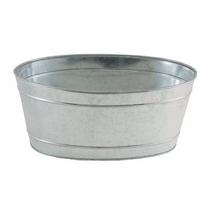 Jardinière ovale en métal galvanisé avec logo Jardinière rustique bohème pour le jardinage et la décoration. - Product Image 1