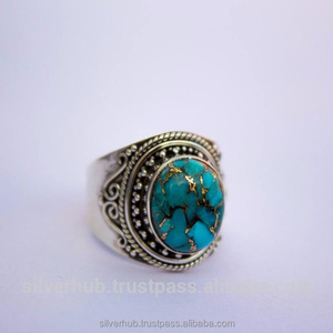 Natural Gemstone Blue Copper <b>Turquoise</b> Handmade <b>Rings</b> Bulk Wholesale 925 Sterling Silver Jewelry <b>Rings</b> Manufacturer - Product Image 1