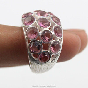 2025 nuevos anillos hechos a mano de piedras preciosas de cuarzo rosa Natural de Plata de Ley 925 únicos joyería para mayorista - Product Image 3
