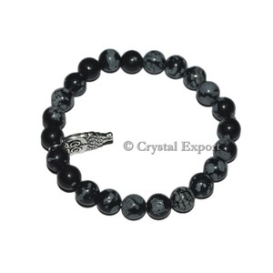 Gemstone Snowflake Obsidian <b>Bracelets</b> with Owl - Product Image 1