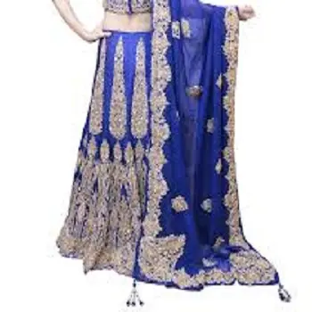 로얄 블루 인도 웨딩 드레스 최고의 디자이너 신부 Lehenga Chaniya Gagra Choli 최고의 도매 제조 가격 인도