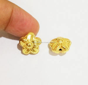 Cuentas en forma de flor chapadas en oro, hallazgos de joyería Vermeil, componentes Premium para accesorios de lujo - Product Image 3