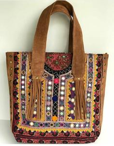 VINTAGE Tribal Banjara Suede Rabbari Work <b>BAG</b> Boho <b>Hippie</b> Handbag - Product Image 1