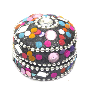 Eco-Friendly Jaipuri Handcrafted Round Jewelry Storage <b>Box</b> Luxury Wedding Ring <b>Gift</b> Container Velvet Material From India - Product Image 5