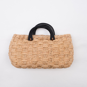 Bolso de playa de jacinto de agua de estilo vintage Cierre de cremallera Logo en relieve Dos asas de tela para uso diario Bolso de paja de verano - Product Image 1