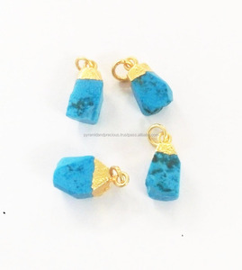 Children's Rough Natural <b>Peridot</b> Gold Electroplated Cap Gemstone <b>Pendant</b> Charm-Semi Precious Gift - Product Image 2