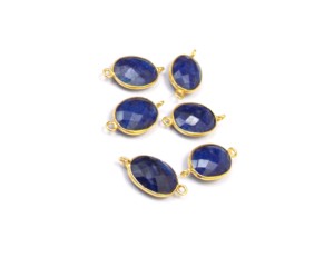 Saphir bleu pierre précieuse plaqué or forme ovale simple caution à facettes meilleur cadeau pour son connecteur de lunette fait main - Product Image 6