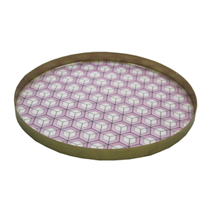 Placage en laiton à l'aspect moderne avec autocollant Assiettes de service rondes en fer Produit décoratif fait à la main en vrac - Product Image 1