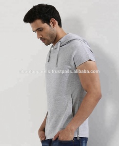 เสื้อฮู้ดสวมหัวแขนสั้นของผู้ชายมาใหม่เสื้อมีฮู้ดแบบสวมหัวแขนสั้นแขนสั้นเสื้อมีฮู้ดผ้าคอตตอนระบายอากาศเข้ารูปแขนกุด - Product Image 4