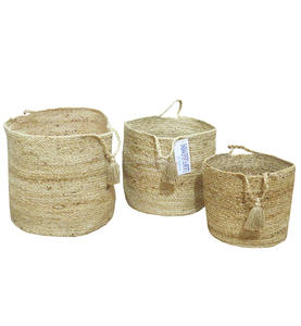 <b>Basket</b> Jute Cotton <b>Rope</b> Decoration Custom Design Handmade Storage <b>Baskets</b> Set with Handle Food Fruit Vegetable <b>Baskets</b> - Product Image 5