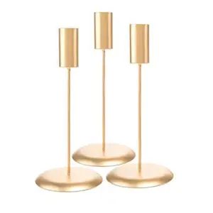 Chandelier en métal fini de couleur or de qualité supérieure pour la décoration de mariage, support de bougie/porte-bougie le plus vendu - Product Image 1