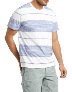 2021 nouveau modèle de haute qualité hommes rayé coton T-Shirt en gros Streetwear impression personnalisée été Logo motif - Product Image 2