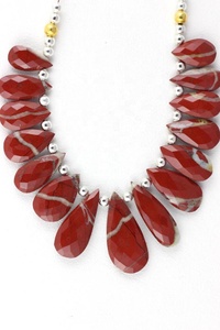 Collar con forma de pera facetada de jaspe rojo Natural de 15 piezas de alta calidad para mujer, cadena de hilo hecha a mano, regalo bonito para venta al por mayor - Product Image 6