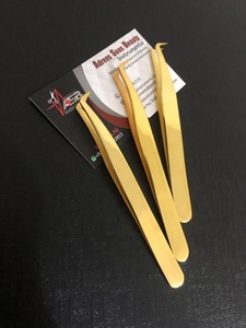 Pinzas de pestañas de volumen personalizado, pinzas de extensión de pestañas de etiqueta privada de acero inoxidable japonés sostenible chapadas en oro de 24 quilates - Product Image 5