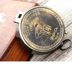 Nautical Collectible Mari Tine Boy Scouts <b>Compass</b> Solid Brass Nautical Pocket Gift With Anchor Inlaid Box By Calvin Handicraft - Product Image 1