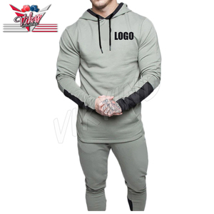 2019 venta al por mayor personalizado Mens de mezcla de algodón de corte Slim de gimnasio chándal jogging trajes chándales deportivos - Product Image 5