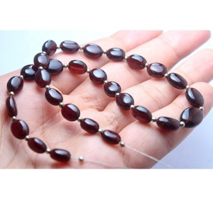 Perles de forme ovale de haute qualité en grenat hessonite naturel 13 pouces 7x9MM - Product Image 2