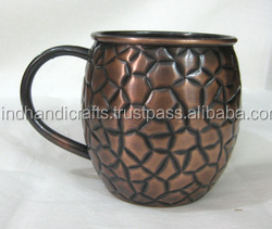 Tasse de Mule de moscou en tonneau de cuivre gaufré avec finition polie brillante fabricant et exportation de l'inde - Product Image 6