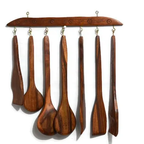 Healthy Cooking Wooden Utensils Set, 6 Wooden Spoons For Cooking, Natural Nonstick Hard Wood Serving Kitchen Utensil Set