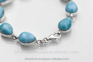 ล่าสุด925เงินสเตอร์ลิง Larimar สร้อยข้อมือที่ทำด้วยมือ - Product Image 2