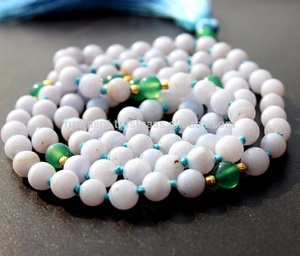 สร้อยคอโยคะประดับด้วยลูกปัดหินอาเกต108มาลาสีฟ้าประดับด้วยหินคริสตัลบำบัดตามธรรมชาติสำหรับงานเลี้ยงทางศาสนา - Product Image 4