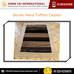 Tapis en laine de luxe tufté à la main Design moderne bordure de couleur unie tailles personnalisables super douces à prix raisonnable voyage camping - Product Image 2