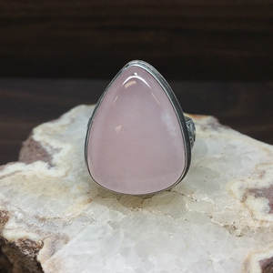 Anillo de cuarzo rosa ovalado redondo pera cuadrado fantasía rectángulo piedra preciosa natural cabujón Plata de Ley 925 - Product Image 4