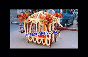 Red Gotta Decorated Bridal <b>Doli</b> Bridal Brass Metal Palanquins Traditional Indian Wedding <b>Doli</b> Manufacturer - Product Image 4