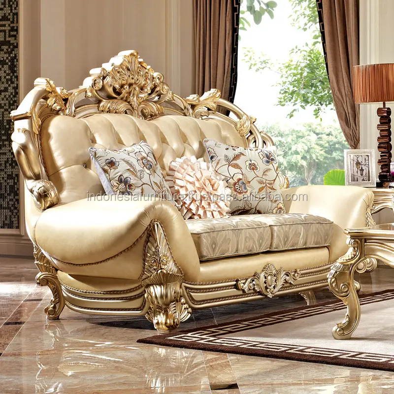 Italiano de luxo sofá combinação sofá sala de estar mobiliário sofá de madeira maciça Europeia esculpidas
