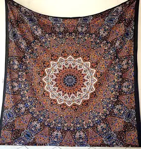 Hiasan dinding Hippie Mandala India Ombre bulan katun permadani seprai Bohemian untuk penggunaan di rumah