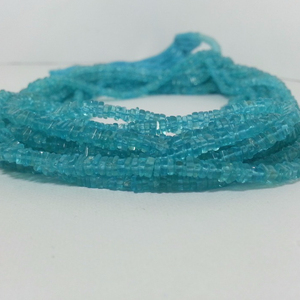 Perles de pierres précieuses carrées lisses Heishi, 4mm, 6mm, Apatite bleue naturelle, brin, vente en gros, fabrication de bijoux, fourniture de collier Semi-précieux - Product Image 1