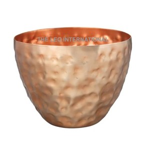 <b>Copper</b> Plated Hammered Texture Round Shape Decorative Bowl Steel Metal Unique Serving Dinning <b>Table</b> Bowl - Product Image 1