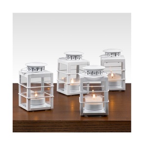Linterna de vela de metal blanco hecha a mano para decoración de boda de oficina en casa otros candelabros y linternas - Product Image 1