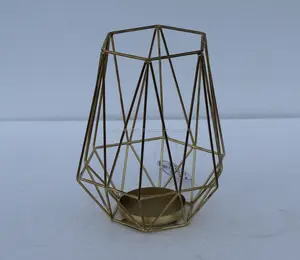 ที่วางเทียนทีไลท์ทนทานรูปทรงเรขาคณิตวัสดุเหล็กที่มีลายนูนสำหรับงานแต่งงานและร้านอาหาร - Product Image 1