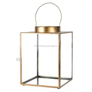 Soporte de vela de vidrio Vintage de Metal de hierro, lámpara a prueba de viento para exteriores de suelo grande, linterna de caballo, proveedor de India