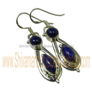 Solid 925 Sterling Silver Genuine Lapis Gemstone Indian Handmade <b>Earrings</b> Vintage Style Wholesaler Direct From Manufacturer - Product Image 2
