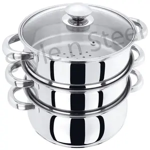 3 Tier Steamer Set Peralatan Masak Set Stainless Steel Memasak Pot Steamer Pot 3 Tier Stainless Steel Makanan Uap Pot Set