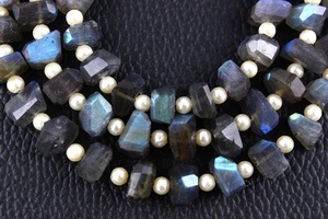 23ชิ้น1เส้นลูกปัดธรรมชาติลาบราดอไรต์อัญมณีสีฟ้าใสรูปทรงนักเก็ตสำหรับทำเครื่องประดับสร้อยคอ - Product Image 5